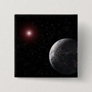 Bóton Quadrado 5.08cm Planeta gelado/rochoso orbitando uma estrela escur