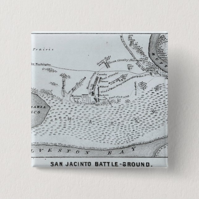 Bóton Quadrado 5.08cm Plano à terra da batalha de San Jacinto (Frente)