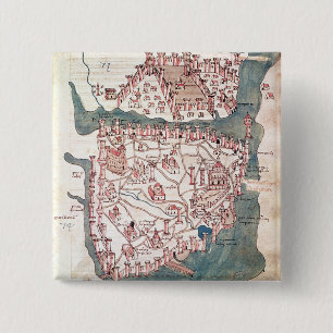 Bóton Quadrado 5.08cm Plano de Constantinople