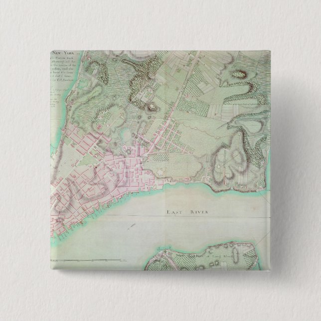 Bóton Quadrado 5.08cm Plano de New York, 1776 (Frente)