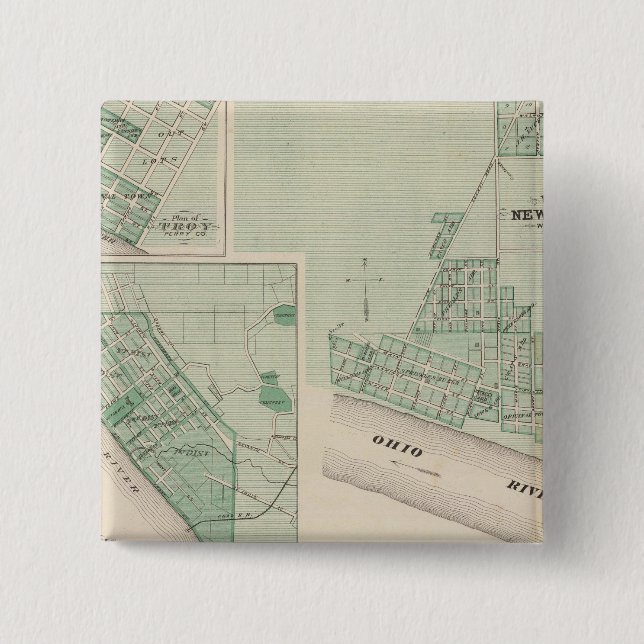 Bóton Quadrado 5.08cm Plano de Newburgh, Warrick Co com Boonville (Frente)