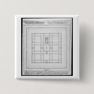 Bóton Quadrado 5.08cm Plano do templo de Solomon, Jerusalem, 'do En