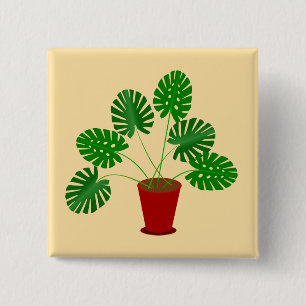 Bóton Quadrado 5.08cm Planta Monstera do Dia das Mães