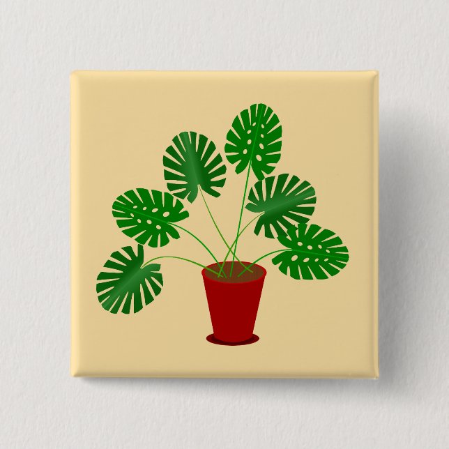 Bóton Quadrado 5.08cm Planta Monstera do Dia das Mães (Frente)