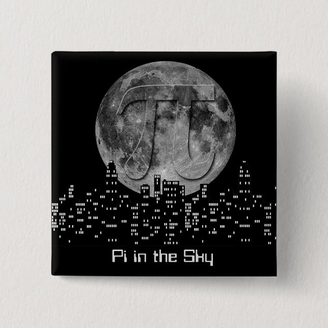 Bóton Quadrado 5.08cm Plena Lua Pi No Céu (Frente)