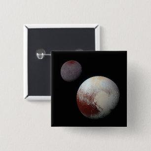 Bóton Quadrado 5.08cm Plutão & Charon 9th ou Dwarf Planet Solar System