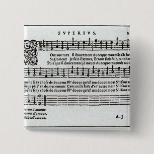 Bóton Quadrado 5.08cm Poema à música por Jean Antoine de Baif