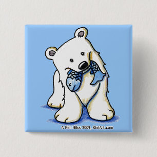 Bóton Quadrado 5.08cm Polar Bear Button