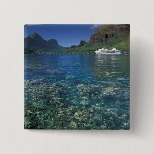Bóton Quadrado 5.08cm Polinésia Francesa, Moorea. Baía de Cooks. Navio c
