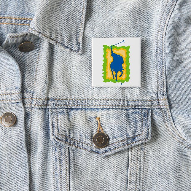 Bóton Quadrado 5.08cm Polo Player Silhouette Modern Horseback Sports (Criador carregado)