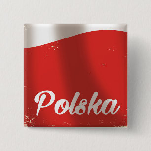 Bóton Quadrado 5.08cm Polska, pôster de viagem vintage da Polônia