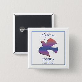 Bóton Quadrado 5.08cm Pomba de Batismo Adulto Personalizável