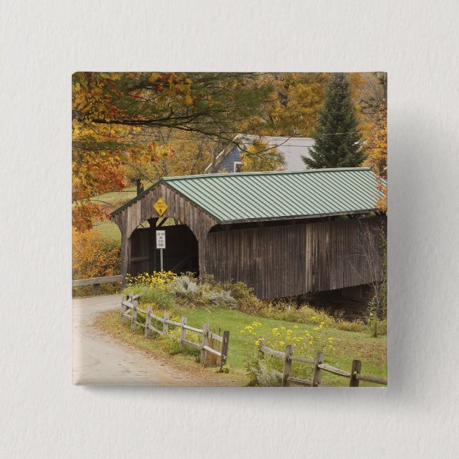 Bóton Quadrado 5.08cm Ponte coberta, Vermont, EUA (Frente)