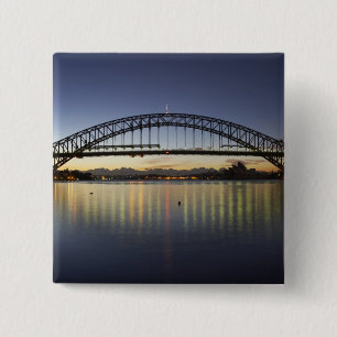 Bóton Quadrado 5.08cm Ponte da Baía de Sydney e Casa da Ópera de Sydney