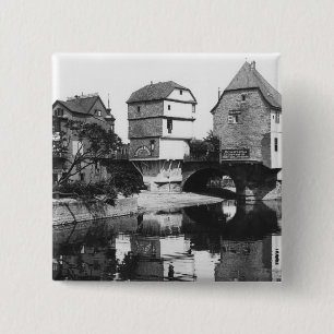 Bóton Quadrado 5.08cm Ponte de Nahe, Bad Kreuznach, c.1910