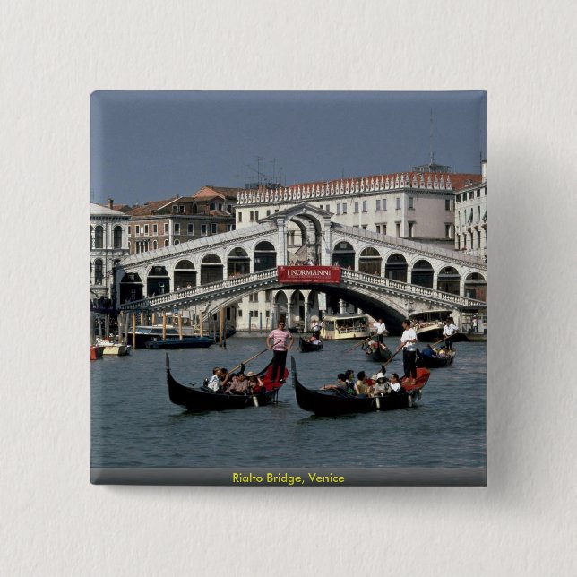 Bóton Quadrado 5.08cm Ponte de Rialto, Veneza (Frente)