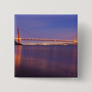 Bóton Quadrado 5.08cm Ponte Ouro da Porta ao anoitecer de Kirby Cove