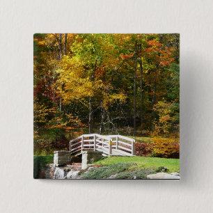 Bóton Quadrado 5.08cm Ponte Seven Springs Fall I Paisagem de Outono
