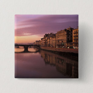 Bóton Quadrado 5.08cm Pontes sobre o rio Arno ao pôr do sol,