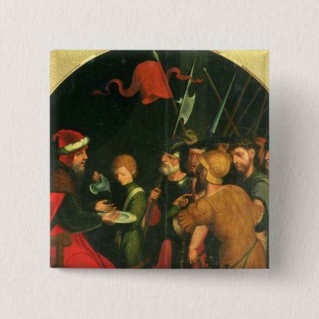 Bóton Quadrado 5.08cm Pontius Pilate que lava suas mãos (Frente)