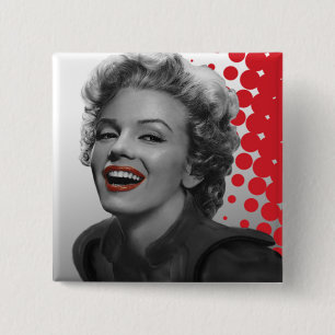 Bóton Quadrado 5.08cm Pontos vermelhos Marilyn