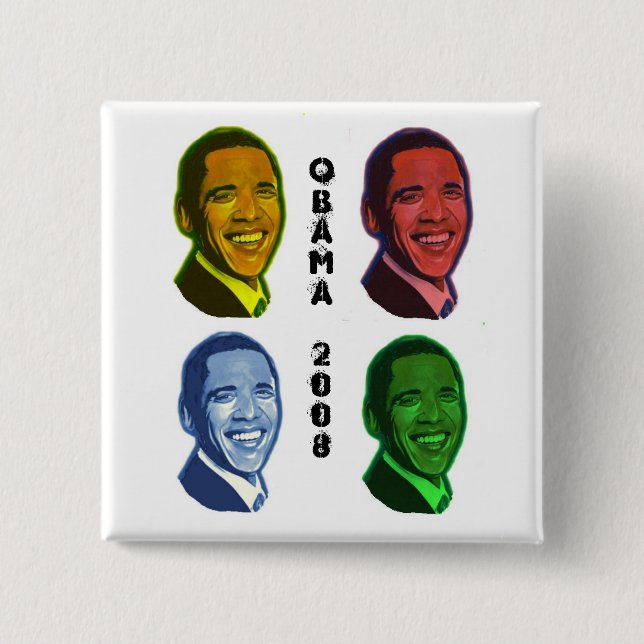 Bóton Quadrado 5.08cm Pop art de Obama (Frente)