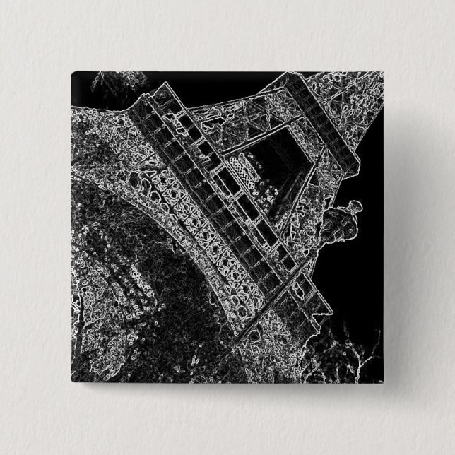 Bóton Quadrado 5.08cm Pop Art Eiffel Tower Paris (Frente)