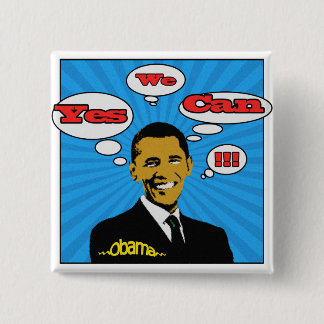 Bóton Quadrado 5.08cm Pop art sim nós podemos botão de Obama