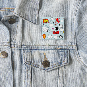 Bóton Quadrado 5.08cm Pop de Explosão em Comic Retroativa