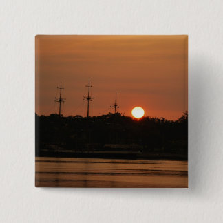 Bóton Quadrado 5.08cm Por do sol de Tampa Bay & navio de pirata…