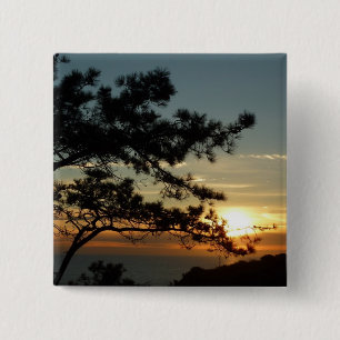 Bóton Quadrado 5.08cm Pôr do sol do Torrey Pine I Paisagem da Califórnia