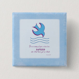 Bóton Quadrado 5.08cm Porta do Batismo Adulto em Azul