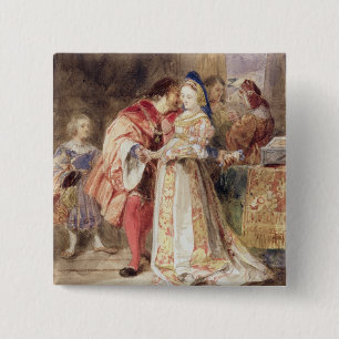 Bóton Quadrado 5.08cm Portia e Bassanio, c.1826 (w/c, tinta marrom,
