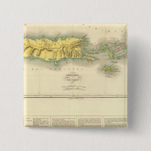 Bóton Quadrado 5.08cm Porto Rico, Ilhas Virgens