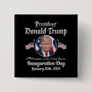 Bóton Quadrado 5.08cm Posse do presidente Trump 2025 47º presidente dos
