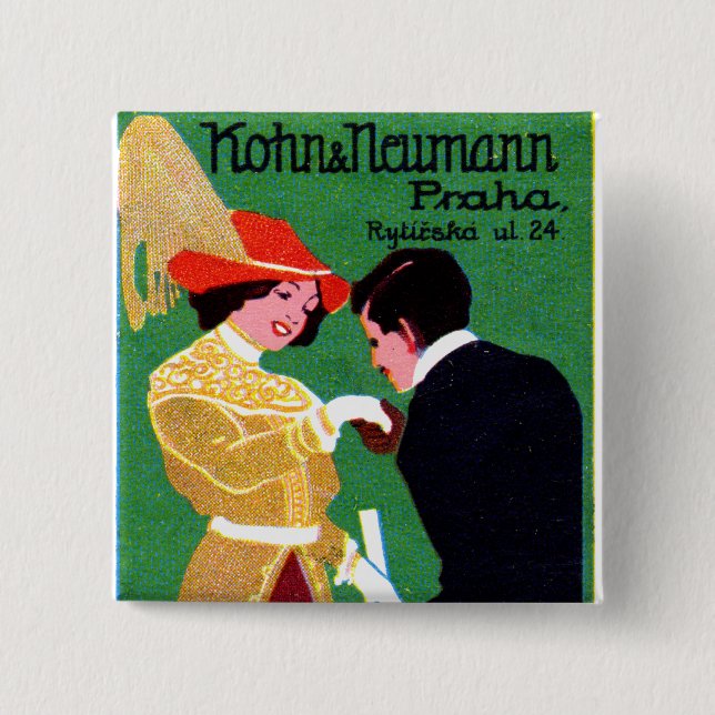 Bóton Quadrado 5.08cm Poster 1905 da forma de Praga (Frente)