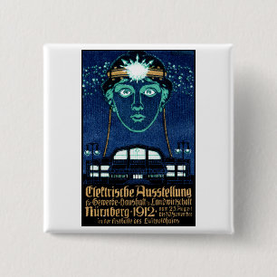 Bóton Quadrado 5.08cm Poster 1912 da expo da eletricidade