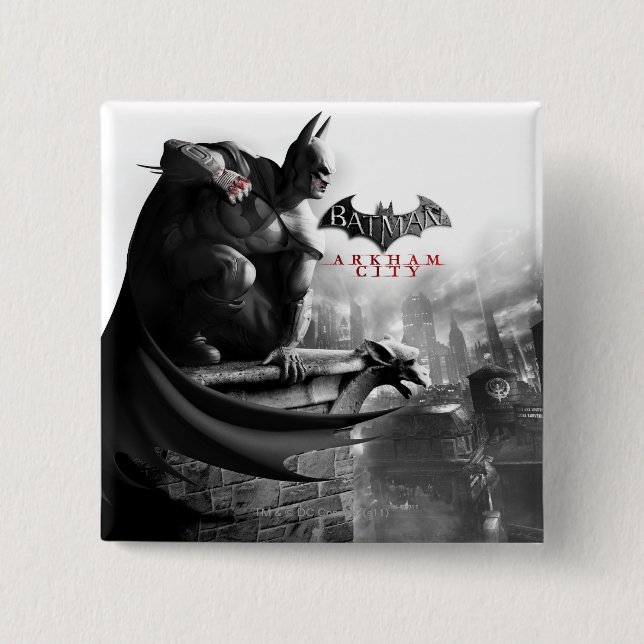 Bóton Quadrado 5.08cm POSTER CA - Ledge Batman Gargoyle (Frente)