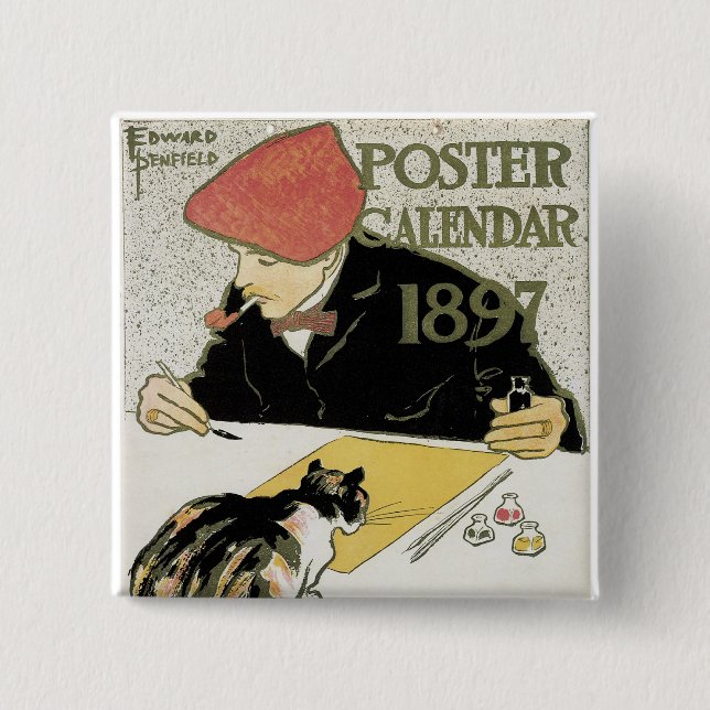 Bóton Quadrado 5.08cm Poster Calendar 1897 (Frente)