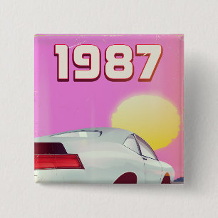 Bóton Quadrado 5.08cm poster de carro esportivo de 1987