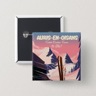 Bóton Quadrado 5.08cm poster de esqui AURIS-EN-OISANS França