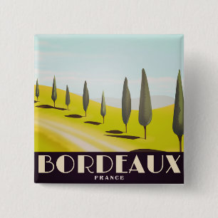 Bóton Quadrado 5.08cm poster de viagens ao estilo Bordéus, francês Vin