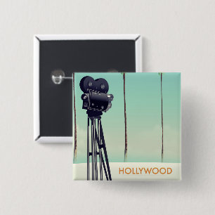 Bóton Quadrado 5.08cm Poster de viagens da câmera Hollywood Vintage