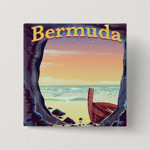 Bóton Quadrado 5.08cm Poster de viagens da Caverna Pirata das Bermudas