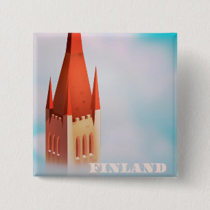 Bóton Quadrado 5.08cm poster de viagens da igreja da Finlândia