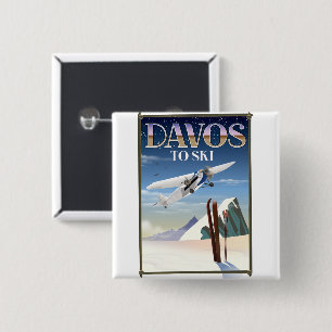 Bóton Quadrado 5.08cm Poster de viagens da suiça de Davos