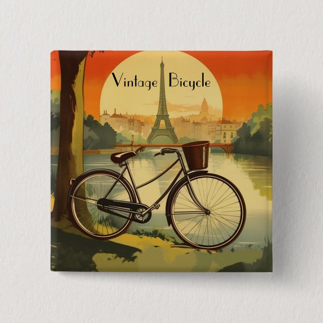 Bóton Quadrado 5.08cm Poster de viagens de bicicleta, personalizável em  (Frente)