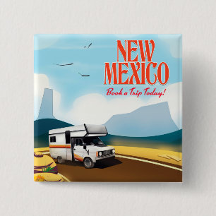 Bóton Quadrado 5.08cm Poster de viagens de New mexico