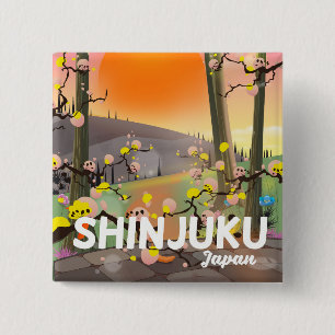 Bóton Quadrado 5.08cm Poster de viagens de Shinjuku Japão