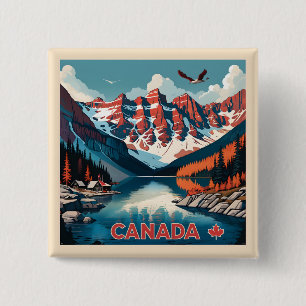 Bóton Quadrado 5.08cm Poster de viagens do Canadá
